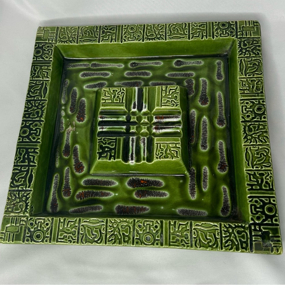 Antique Large Monster Green Ashtray! Rare EUC DeForest of California USA 8565
